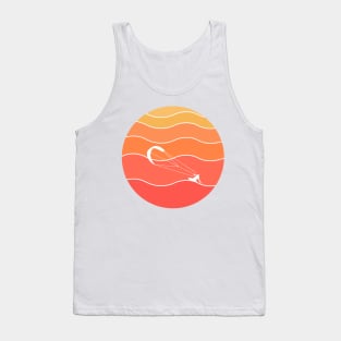 Kite surfer sunset waves Tank Top